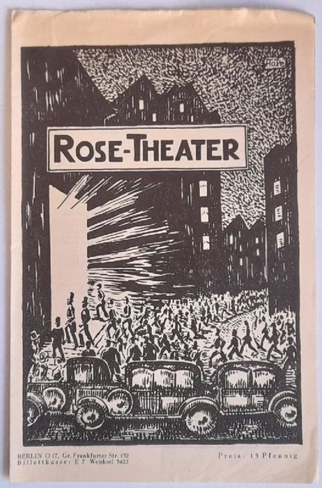 Rose, Paul (Dir.)  Programm / Programmheft Rose-Garten des Rose-Theater, Berlin, Große Frankfurter Straße 132. für die Zeit Juli/August 1934 ("Kean" oder "Genie und Leidenschaft" (Schauspiel in 6 Bildern v. Alexander Dumas) 