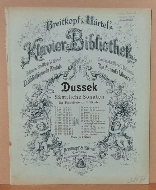Dussek, J.L. (Johann Ludwig auch Ladislaus)  Sämtliche Sonaten für Pianoforte zu 2 Händen Nr. 14 B dur Op. 35 Nr. 1 