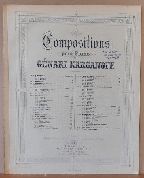 Karganoff, Genari  Compositions pour Piano Opus 20 Miniatures No. 5 Menuetto all` antico 