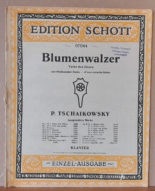 Tschaikowsky, Peter Iljitsch  Blumenwalzer. Valse des fleurs aus Nußknacker-Suite. "Casse noisette-Suite" Op. 74a (Piano. Klavier. Bearb. Stepan Episoff) 