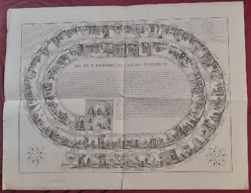 Langlumé, J.  Jeu de L'Histoire de l`Ancien Testament (A rare and interesting tabletop game. The text in the middle explains the rules of the games and the consequences of landing on certain numbers) 