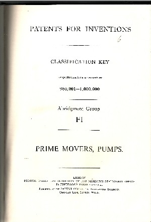 ohne Angabe:  Patents for Inventions - Prime Movers, Pumps 