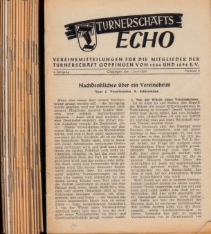 Autorengruppe;  Turnerschafts Echo - Vereinsmitteilungen für die Mitglieder der Turnerschaft Göppingen von 1844 und 1894 E.V. 16 Hefte aus den Jahren 1950 bis 1955 
