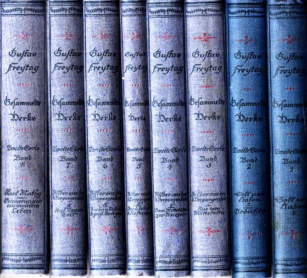 Freytag, Gustav;  Gesammelte Werke zweite Serie Bände 1, 2, 3, 4, 5, 6, 7, 8, 8 Bücher 