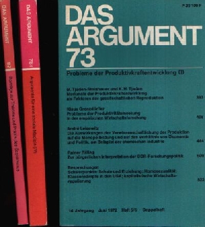 Haug, Fritz;  Das Argument 73, 78, 82 14. jahrgang Juni 1972 - 15. Jahrgang März 1973 - 15. Jahrgang November 1973 