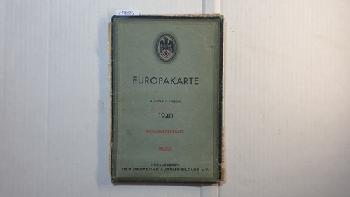 deutsche Automobilclub e.V.  Europakarte 1940 - Mitgliederausgabe Süd/ Nord; Maßstab 1:5000000 
