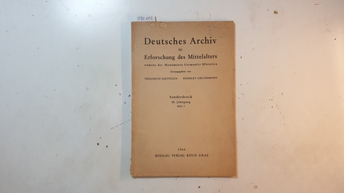 Diverse  Deutsches Archiv für Erforschung des Mittelalters, namens der Monumenta Germaniae Historica. Sonderdruck 20. Jahrgang Heft 1 