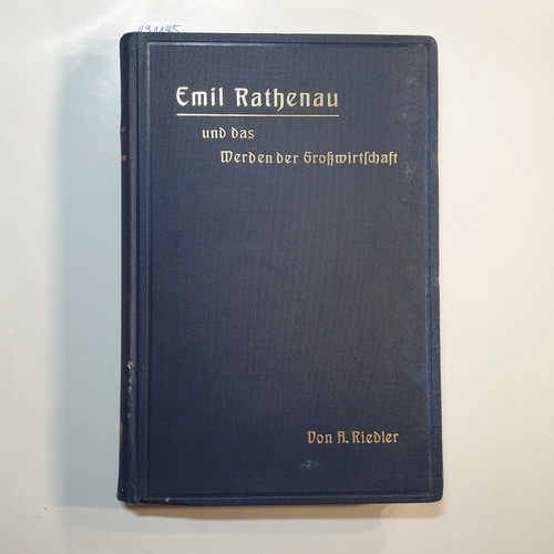 Riedler, Alois  Emil Rathenau und das Werden der Großwirtschaft 