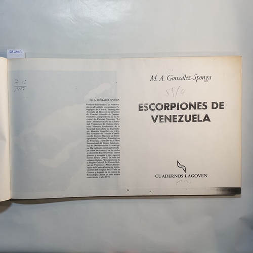 M. A. Gonzaalez-Sponga  Escorpiones de Venezuela. Das ist nur eine Kopie des Buches 