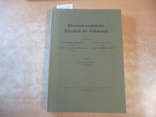 Bringemeier, Martha und Matthias Zender Günter Wiegelmann, u.a. (Hrsg.)  Rheinisch-westfälische Zeitschrift für Volkskunde. 34/35. Jahrgang, 1989/90 Heft 1-4. 