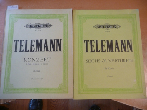 Telemann, Georg Philipp  Konzert D-Dur für zwei Querflöten, Violine, Violoncello,  Streicher und Basso Continuo. Partitur. (9823) (12963) 