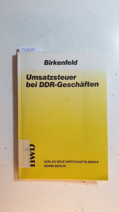 Birkenfeld, Wolfram  Umsatzsteuer bei DDR-Geschäften 