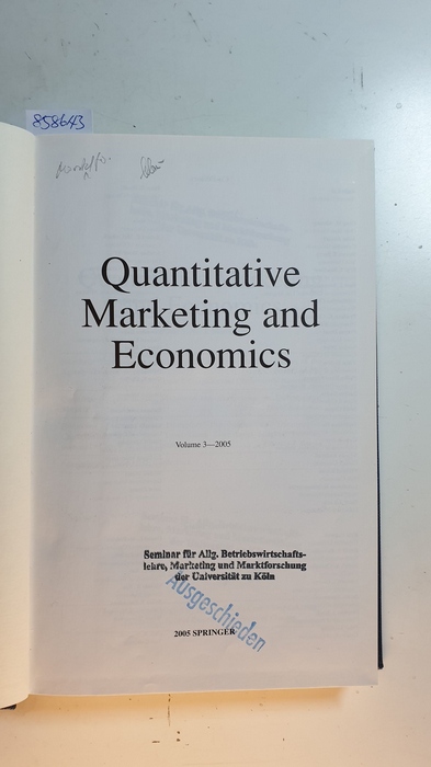 Diverse  Quantitative Marketing and Economics. Vol. 3, 2005 Komplett. 