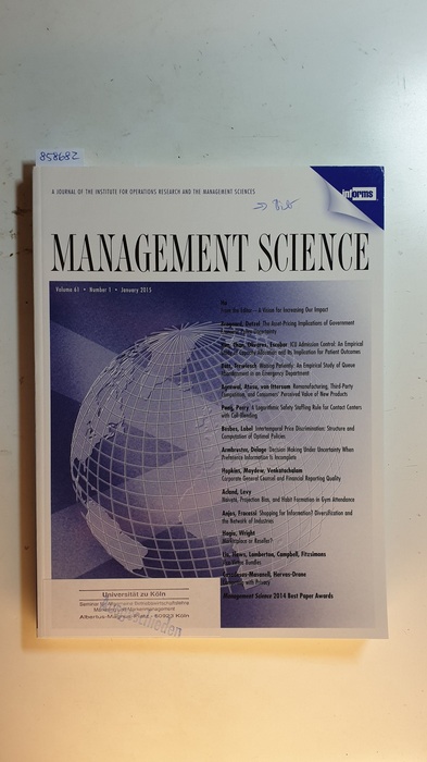 Diverse  Management science : journal of the Institute for Operations Research and the Management Sciences. Vol. 61, Nr. 1., 2015 
