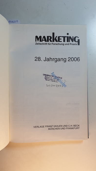 Diverse  Marketing, Zeitschrift für Forschung und Praxis. 28 Jahrgang 2006 Komplett 