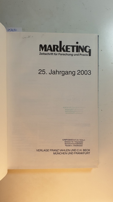 Diverse  Marketing, Zeitschrift für Forschung und Praxis. 25 Jahrgang 2003 Komplett 