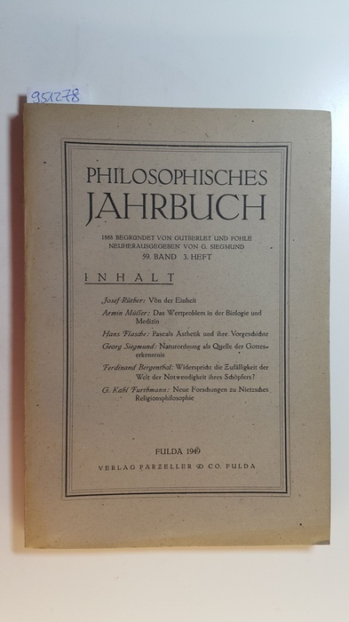 Diverse  Philosophisches Jahrbuch - 59. Band, 3. Heft. 
