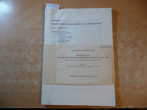 (Leitung) Ch. Ahrens.  Symposium I. Geschichtlichkeit in außereuropäischer und europäischer Musik. Lieferung 1 - Beilage zu -Die Musikforschung- 35. Jahrgang 1982, Heft 4 