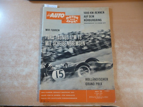 (Hrsg.) Pietsch, Paul  DAS AUTO, MOTOR UND SPORT. Heft 12/2. Juni 1962 