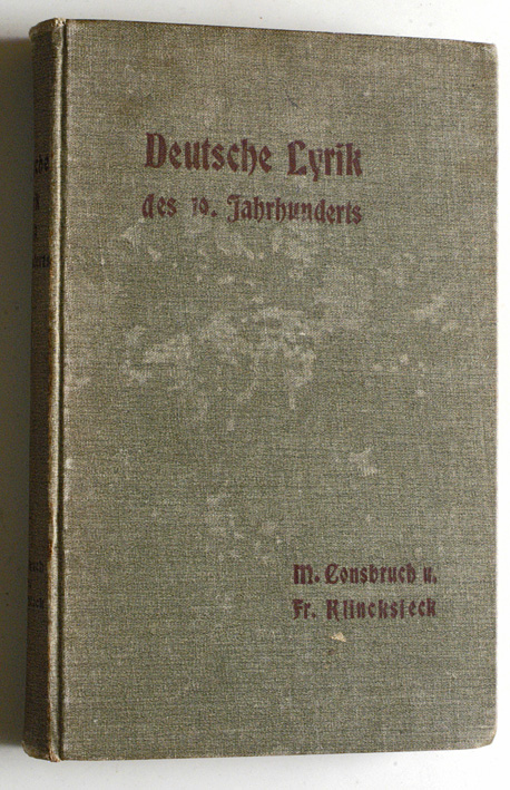 Consbruch, M. (Hrsg.) und Fr. (Hrsg.) Klincksieck.  Deutsche Lyrik des 19. Jahrhunderts. Auswahl für die oberen Klassen höherer Lehranstalten. 
