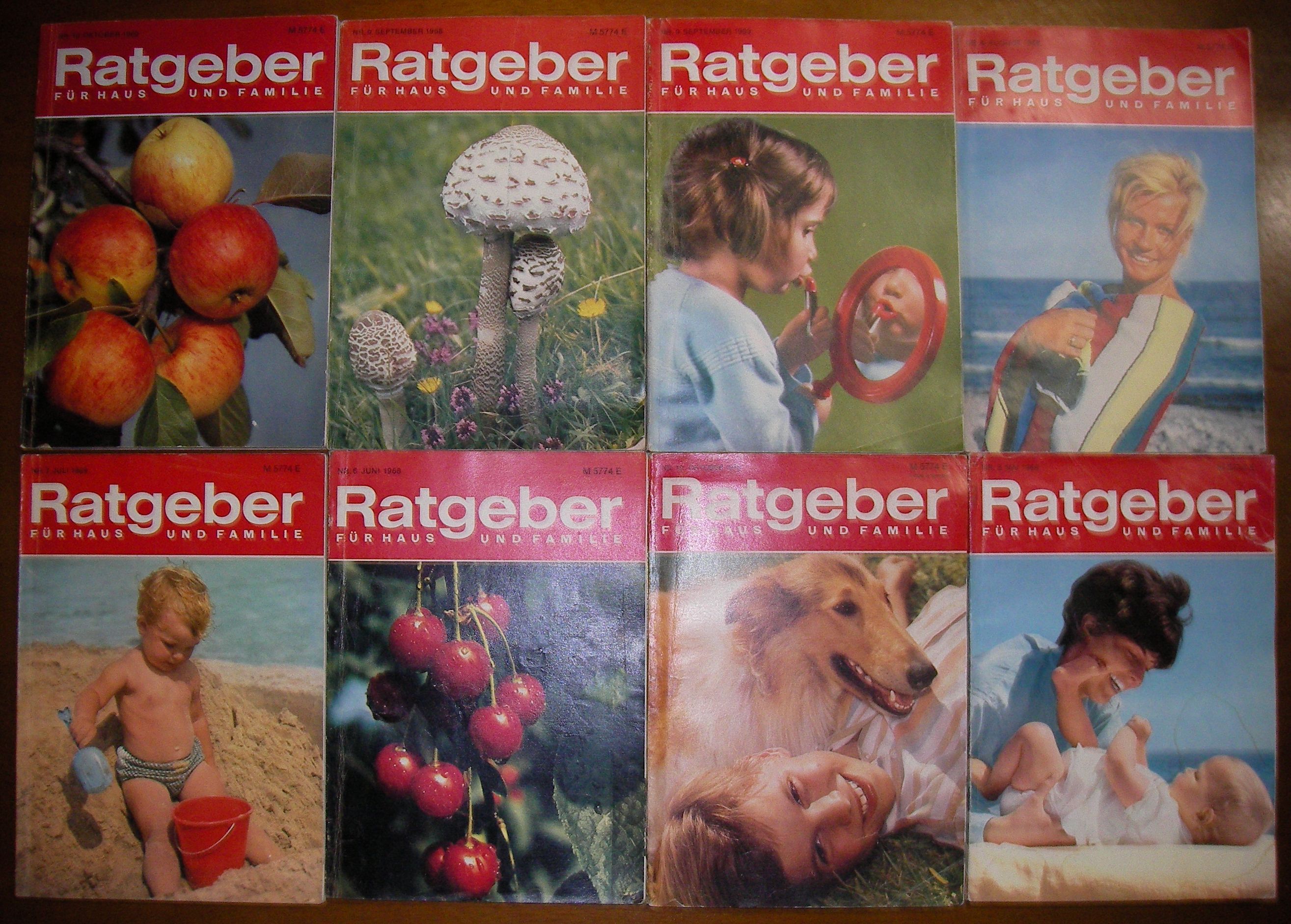 Roth, Werner [Red.]:   Konvolut 8 Hefte Ratgeber für Haus und Familie 1968-70. 