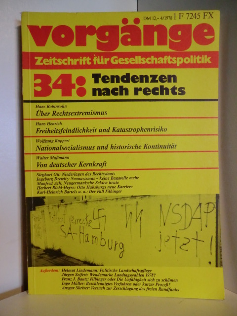 Autorenteam  Vorgänge. Zeitschrift für Gesellschaftspolitik. 4/1978. 34: Tendenzen nach rechts 