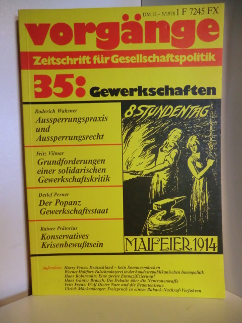 Autorenteam  Vorgänge. Zeitschrift für Gesellschaftspolitik. 5/1978. 35: Gewerkschaften 