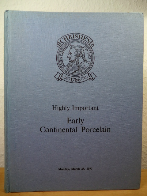 Christie, Manson & Woods Ltd.  Highly Important Early Continental Porcelain. The Property of a noted european Collector (part 1), including Meissen Chinoiserie wares, Augustus Rex vases and Crinoline Groups and sixteen Nymphenburg italian comedy Figures. Auction on Monday, March 28, 1977 