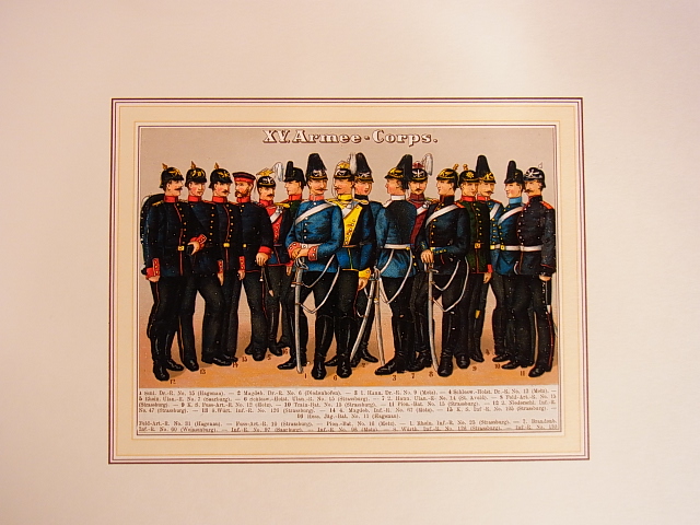Kirmse, Gustav:  XV. Armee-Corps. Farbige Chromolithographie unter Passepartout 