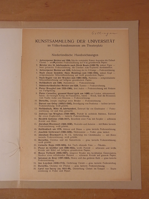 Georg August-Universität Göttingen:  Niederländische Handzeichnungen. Kunstsammlung der Universität Göttingen im Völkerkundemuseum am Theaterplatz 