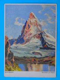   AK Künstlerkarte Hanns Maurus - Matterhorn mit Riffelsee 