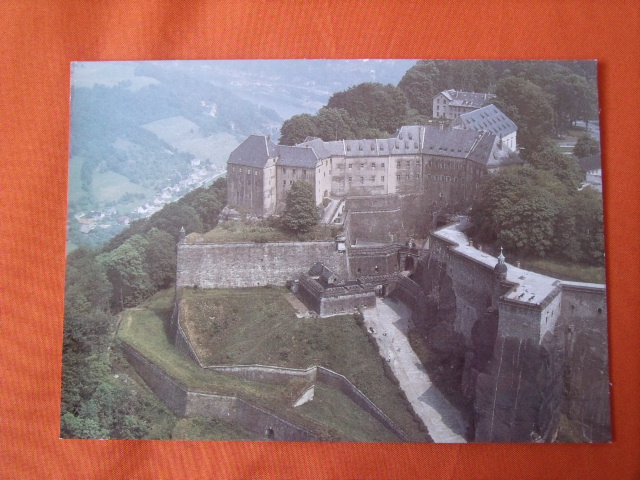   Postkarte: AERO-FOTO DDR. Luftbildserie der Interflug. 14 Festung Königstein.  