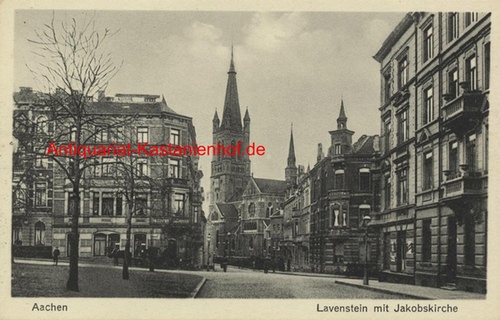 Historische Ansicht aus Deutschland um 1900,  Aachen/Lavenstein mit Jakobskirche, 19x13cm 