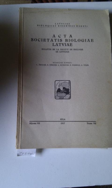 Latvijas Biologijas Biedribas raksti  Acta biologica Latvica Vol. 7 