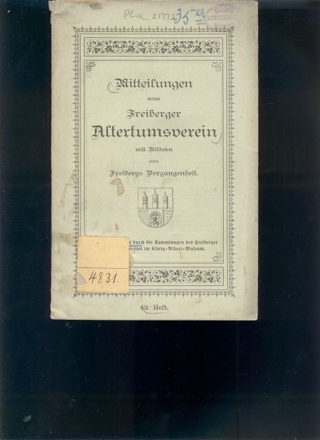 Konrad Knebel  Mitteilungen des Freiberger Altertumsvereins  mit Bildern aus Freibergs Vergangenheit  43. Heft 