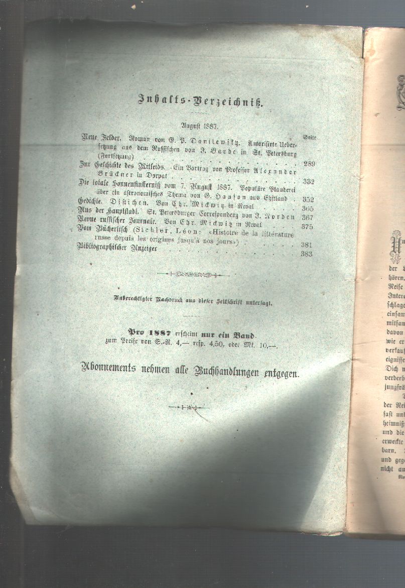 Dr. Falck  Nordische Rundschau Band 6 Heft 4 (August 1887) 