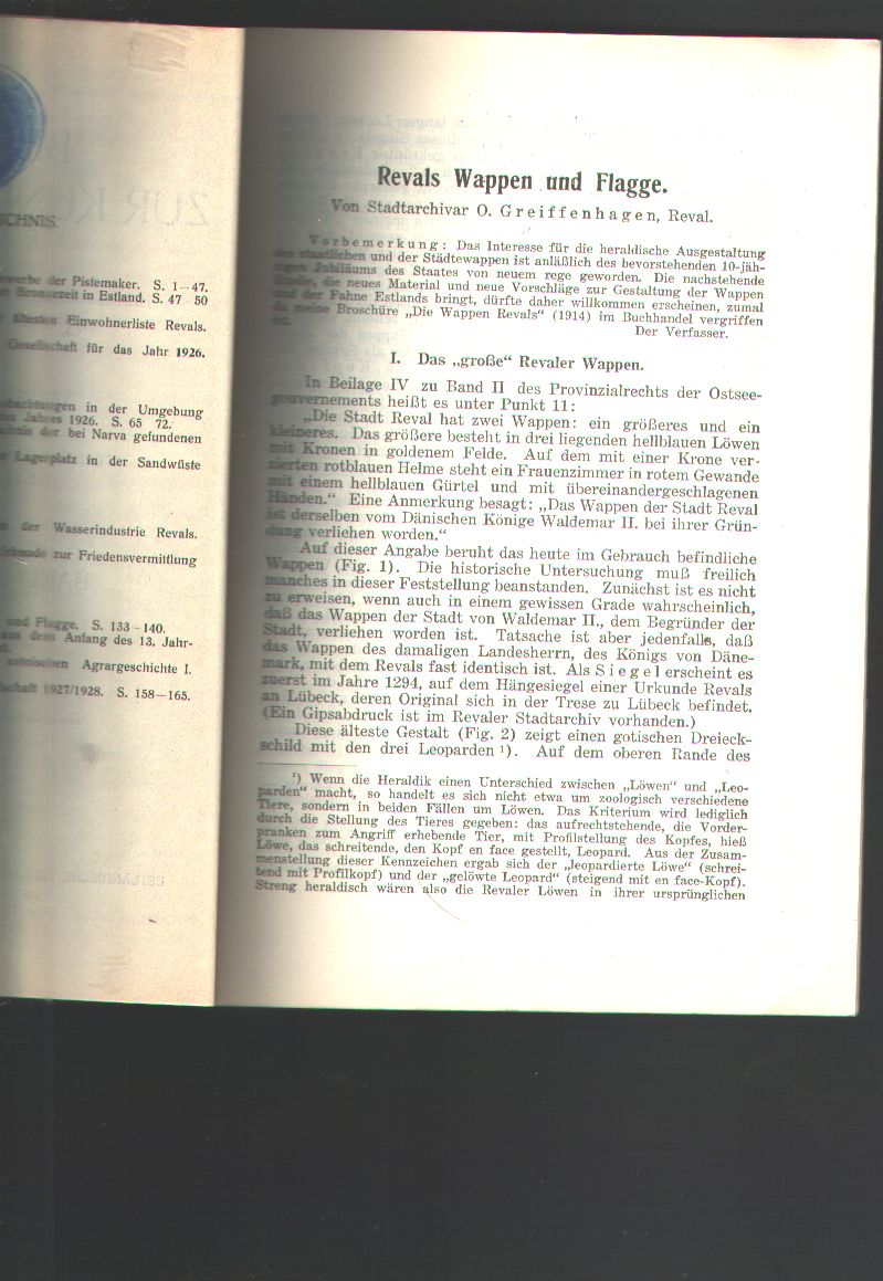 Greiffenhagen Friedenthal Johannsen  Beiträge zur Kunde Estlands Heft 5 1928 