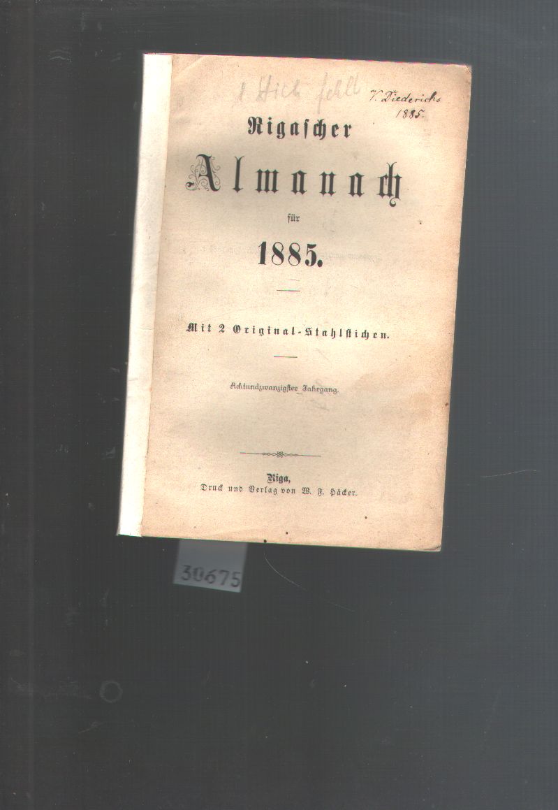 "."  Rigascher Almanach für 1885 
