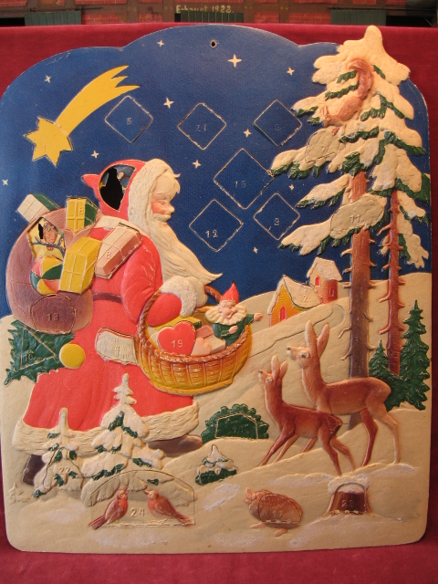   Adventskalender aus Prägepappe " Weihnachtsmann ". 