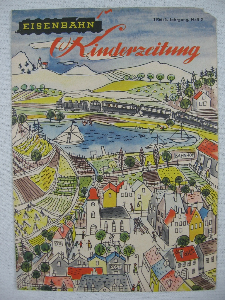 Kurze, Dr. Johannes (Inhalt) / Sonntag, Carl Robert (Gestaltung):  Eisenbahn-Kinderzeitung. 5. Jahrgang, 1956, Heft 2. 