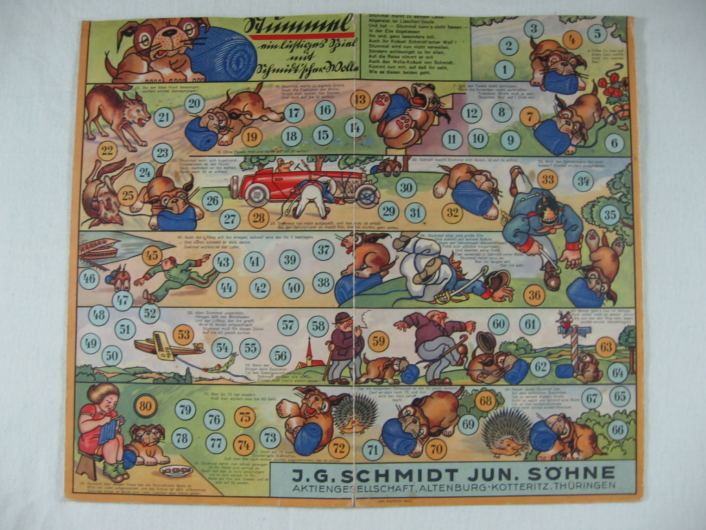   Werbe-Würfelspiel: Stummel, ein lustiges Spiel mit Schmidt scher Wolle. 