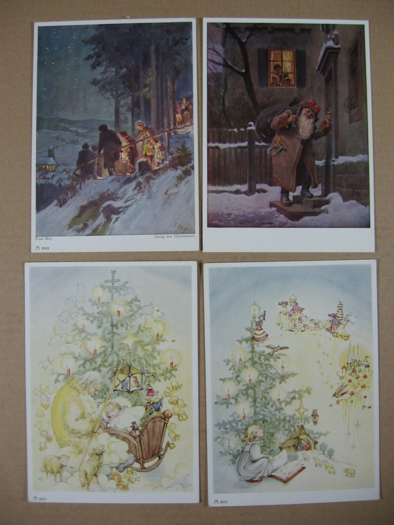 Paul Hey, Ludwig Richter, Petra Moll, Lore Ritgen:  8 Künstler-Postkarten Weihnachten. 