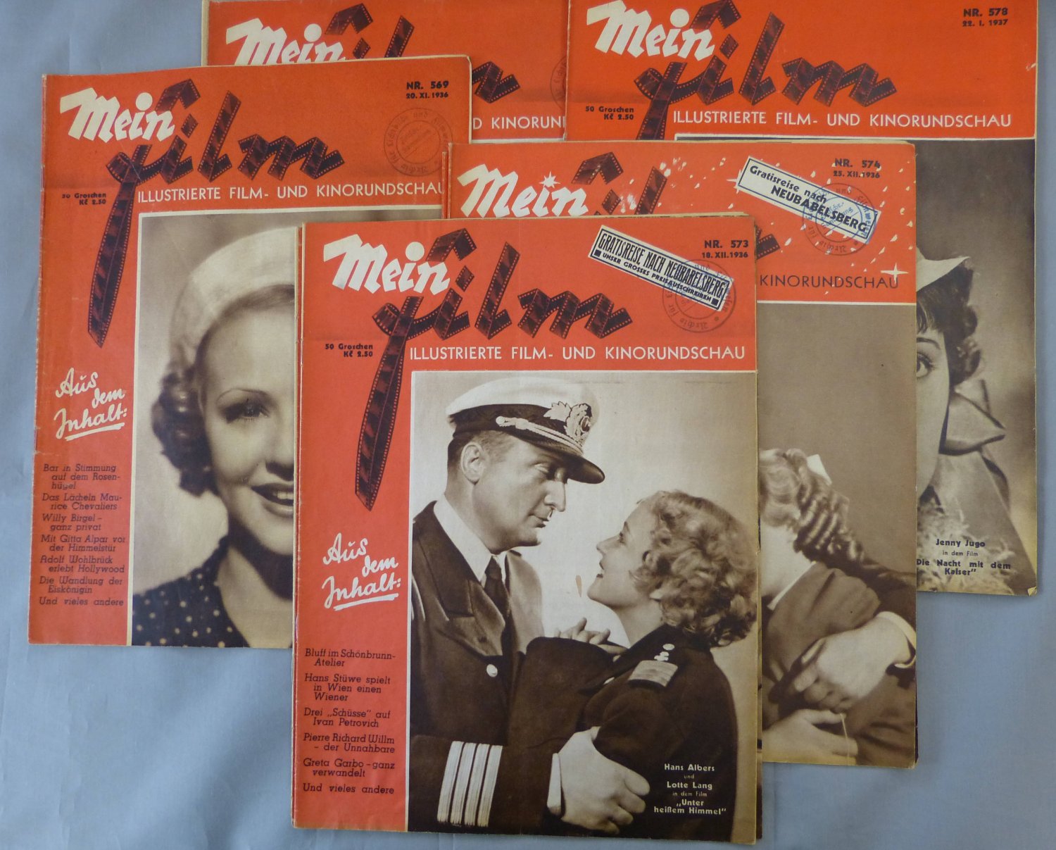   Mein Film. Illustrierte Film- und Kinorundschau.  Redaktrice: Käte Wilhelm. 10 Hefte aus den Jahren 1936/1937. 