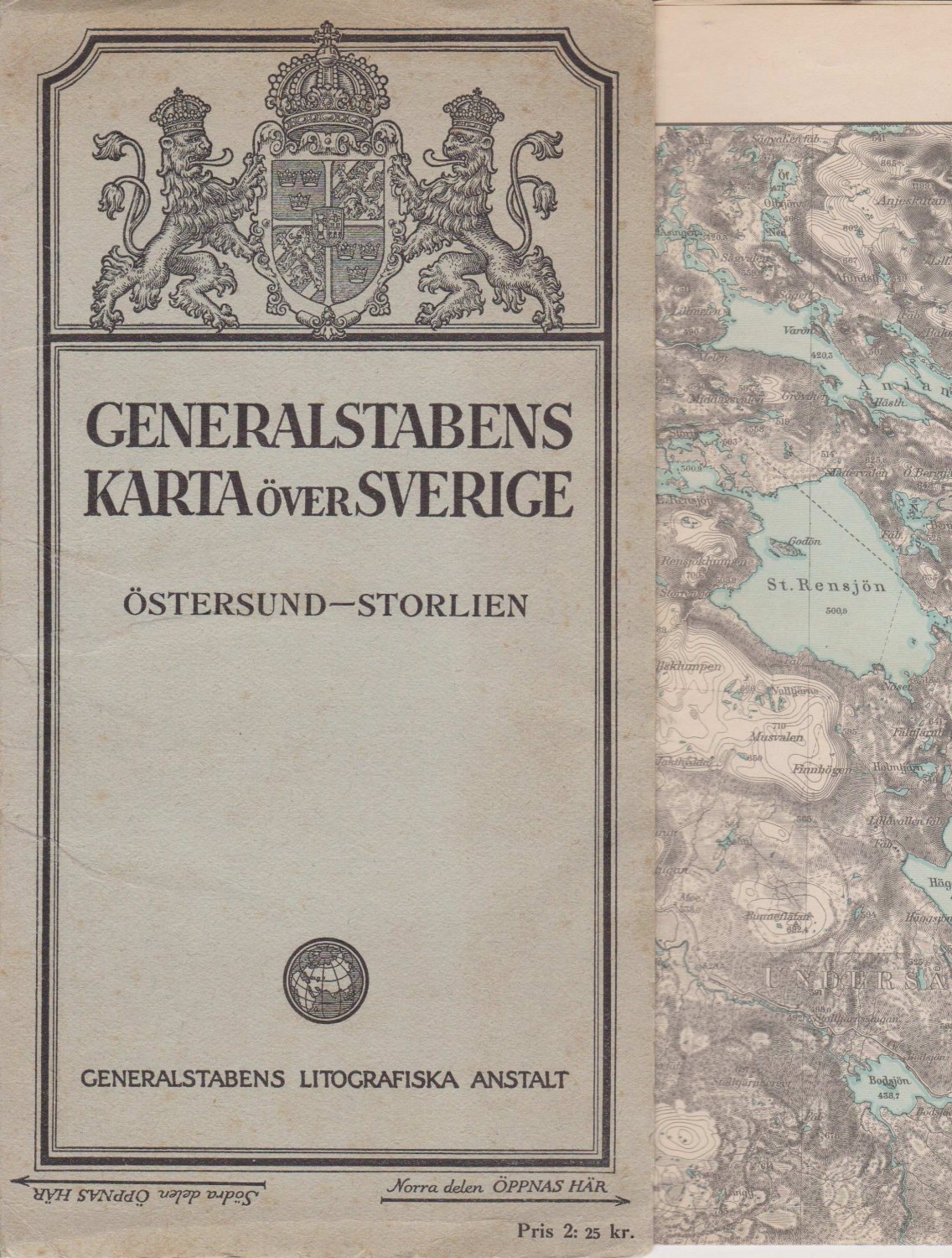GENERALSTABENS LITOGRAFISKA ANSTALT (Editor):  Generalstabens Karta över Sverige. Östersund-Storlien. 