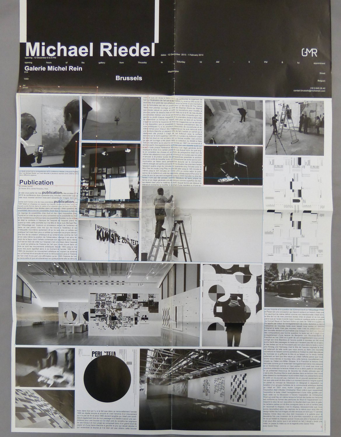 RIEDEL, Michael:  Michael Riedel. Galerie Michel Rein, Brussels. 12. December 2013 - 1. February 2014. (Ausstellungsprospekt und Plakat / Exhibition brochure and poster). 