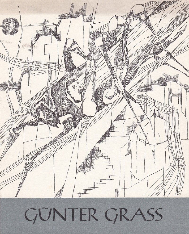 Amt für Kunst Tempelhof (Herausgeber):  Günter Grass. Ausstellung im Rathaus. Plastiken, Zeichnungen. Der Künstler liest aus seinem dichterischen Werk. Einladung zur Eröffnung am 25. Oktober 1957. (Illustrierte Original-Einladungskarte). 