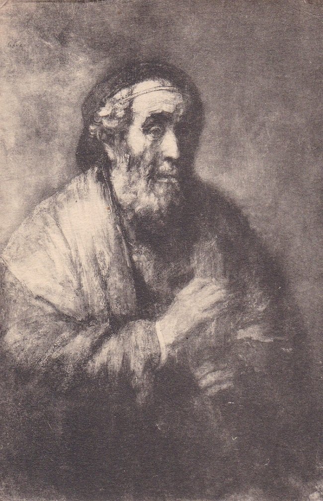 Verlag Felix P. Abrahamson (Herausgeber):  Rembrandt Van Rijn - Homerus / Homere / Homer. (Original-Kunstpostkarte auf Karton). 