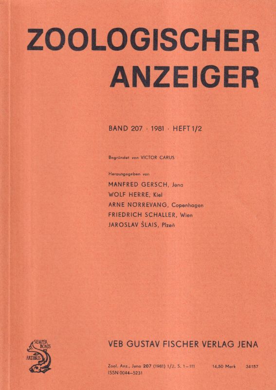Zoologischer Anzeiger  207.Band 1981 Heft 1/2 bis 5/6 (3 Hefte) 
