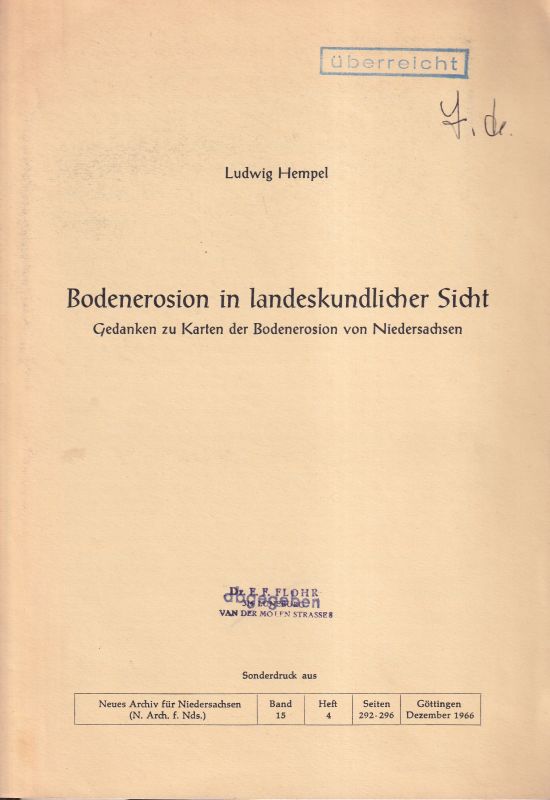 Hempel, Ludwig  Bodenerosion in landeskundl. Sicht. Gedanken zu Niedersachsen 