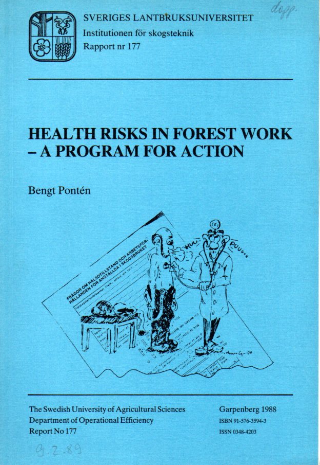 Ponten,Bengt  Health risks in forest work-a program for action 